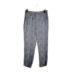 Eileen Fisher Midnight Chainette Printed Silk Cotton Ankle Pants